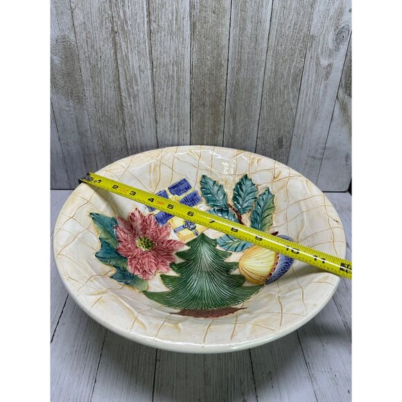 Vintage San Marco Italy Ceramic Holiday Christmas Serving Bowl11.75" Diameter - Picture 4 of 7